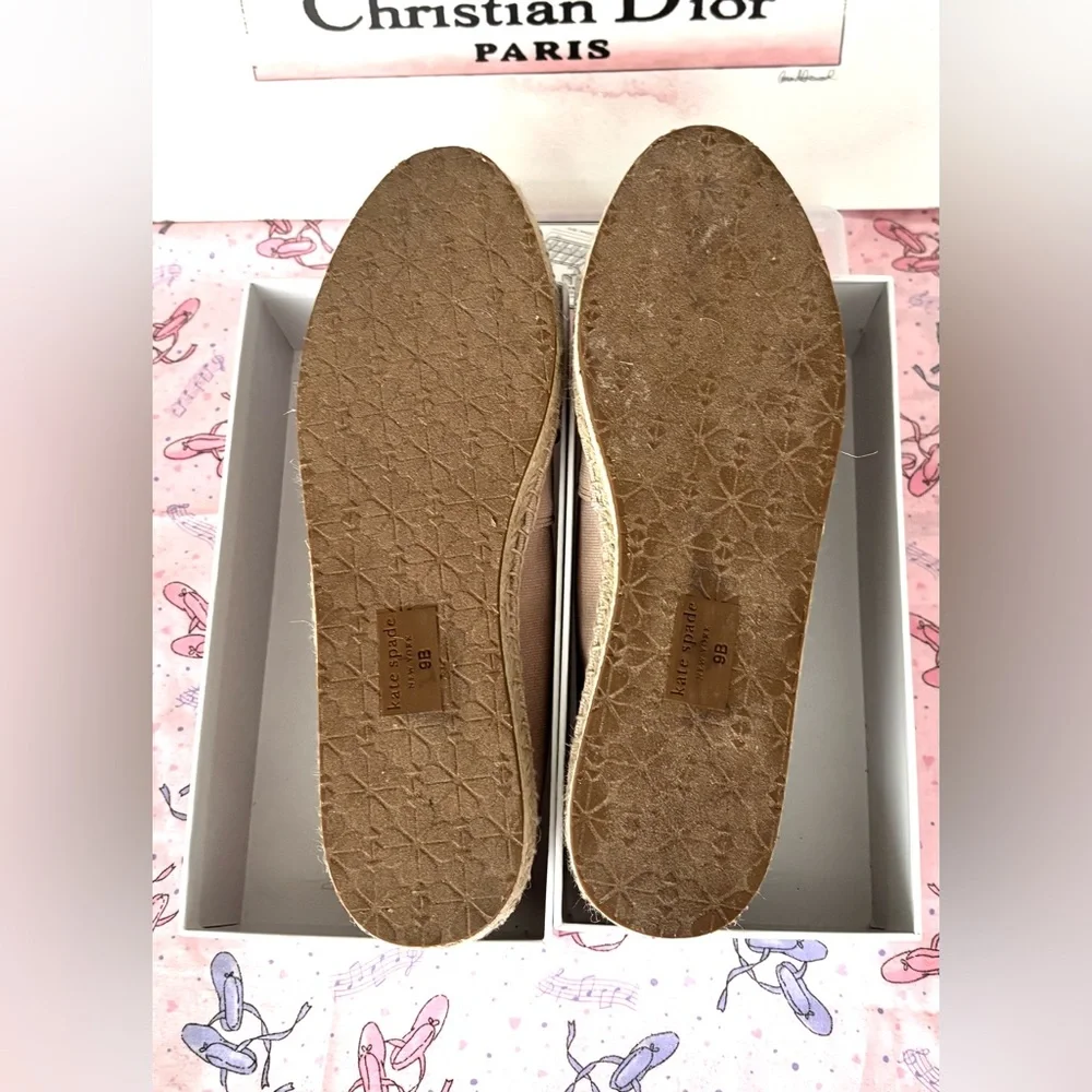 Kate Spade Geralda Glasses Espadrilles Pale Vellum K0052 Pale pink Size 9 NWOT